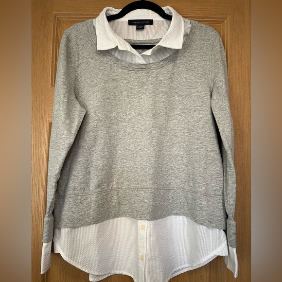 Tommy Hilfiger Long Sleeve Blouse in Stone Gray - Picture 3 of 11